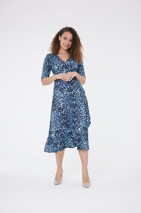 Claire Animal Print Dress - Blue