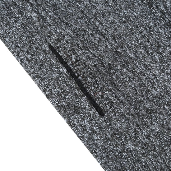 Men's Cardigan with Zip Cardigan Chunky Knit with Stand-Up Collar for Winter Dark Grey - Image 5