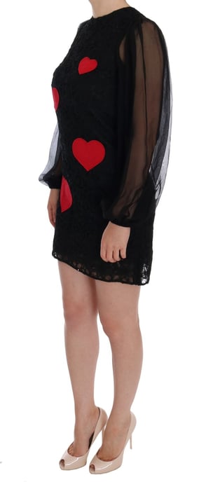 Vestido de cambio negro de encaje con corazón rojo de Dolce & Gabbana - Image 2