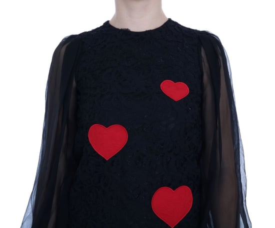 Vestido de cambio negro de encaje con corazón rojo de Dolce & Gabbana - Image 6