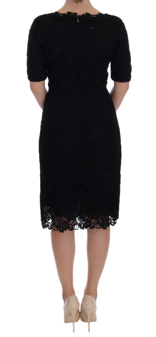 Vestido ajustado bordado floral negro Dolce & Gabbana - Image 3