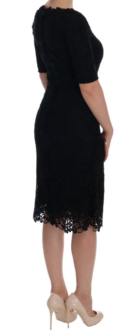 Vestido ajustado bordado floral negro Dolce & Gabbana - Image 4