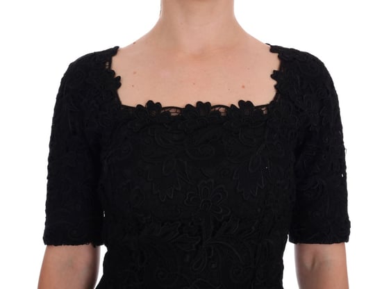 Vestido ajustado bordado floral negro Dolce & Gabbana - Image 5
