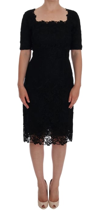 Vestido ajustado bordado floral negro Dolce & Gabbana - Image 1