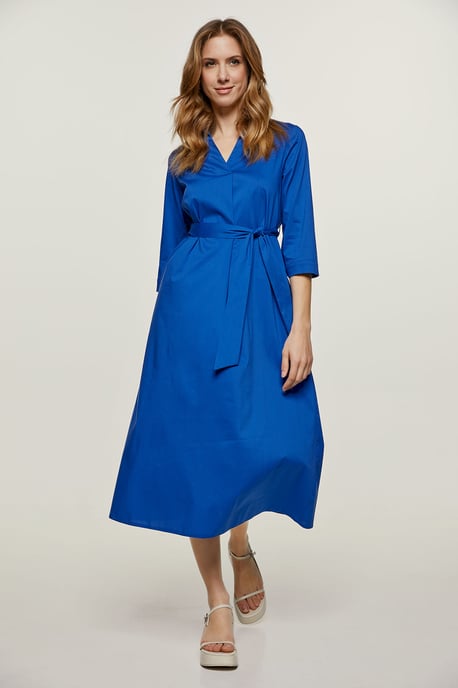 Vestido midi azul real con cinturón - Image 6