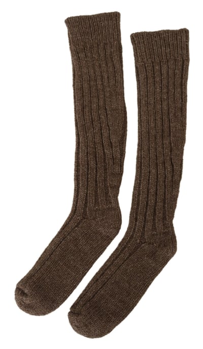 Calcetas para mujer Dolce & Gabbana Chic de mezcla de lana marrón hasta la rodilla - Image 3