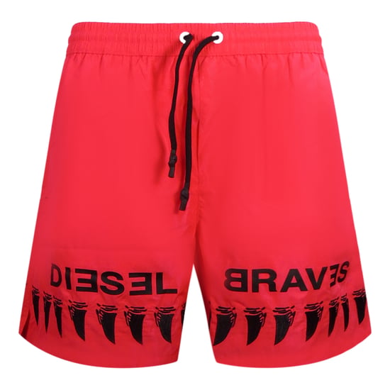 Shorts de ba�o rojos Brave con dise�o de dientes de tibur�n de Diesel - Image 1