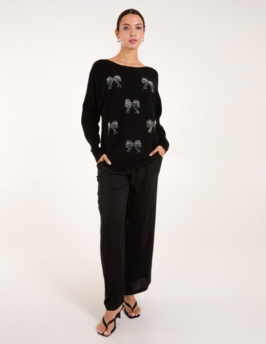 Embellished Bows Knitted Jumper