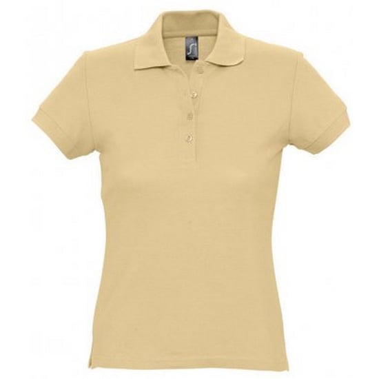 SOLS Womens/Ladies Passion Pique Short Sleeve Polo Shirt (Sand) - Image 1