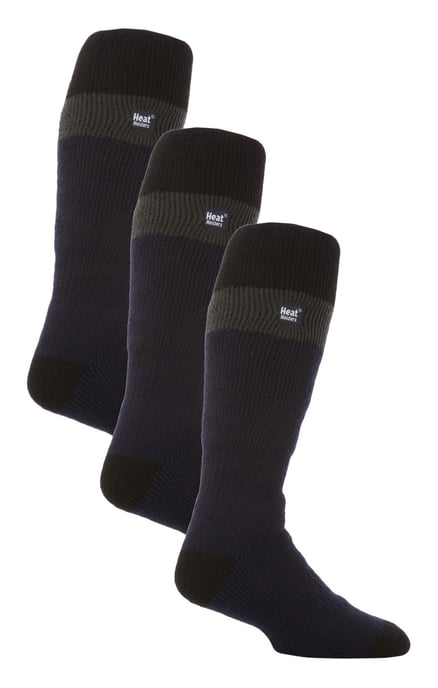 Calcetines térmicos de esquí a rayas para hombre | Calcetines extra largos de alta calidad - Azul marino / Negro - Image 1