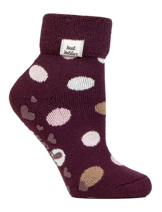 Calcetines de mujer con puño giratorio | Calcetines de invierno - Cabernet Dots - Image 1