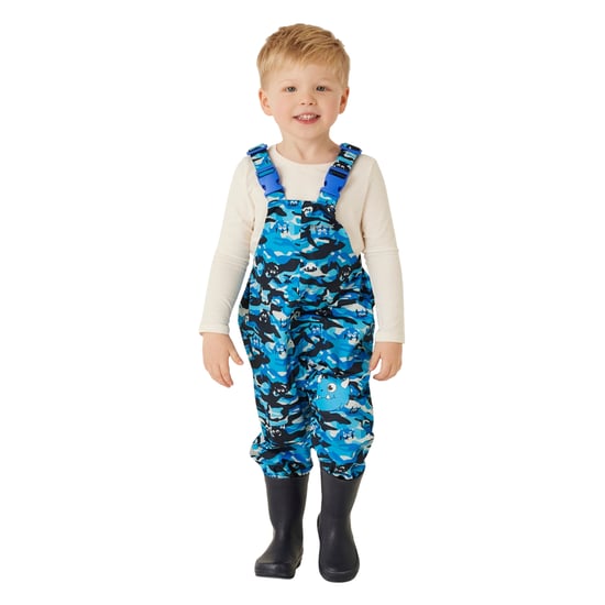 Regatta Childrens/Kids Animal Rainy Day Spike The Monster Dungarees (Hydro Blue) - Image 3