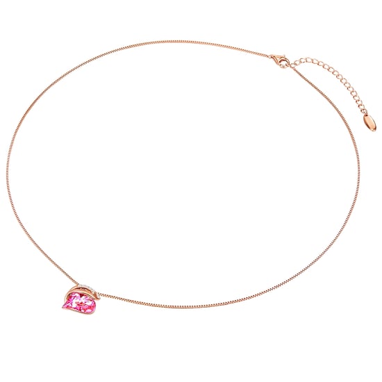 Necklace with pendant sterling silver rose gold embellished with swarovski crystals® pink white Rafaela Donata - Image 2