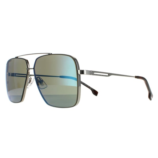 Hugo Boss Round Mens Ruthenium Havana  Kaki Blue Mirror  BOSS 1325/S