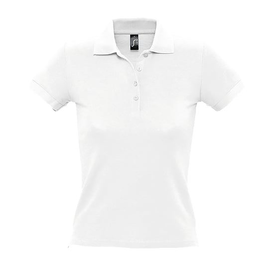 SOLS Womens/Ladies People Pique Short Sleeve Cotton Polo Shirt (White) - Image 1