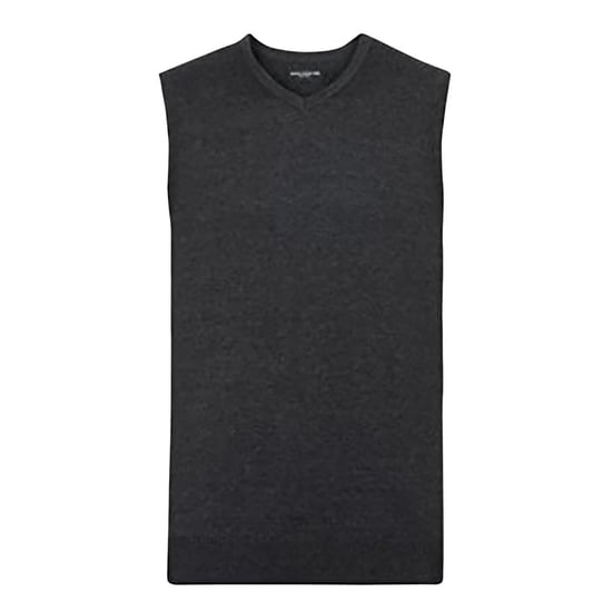 Russell Collection Mens V-Neck Sleevless Knitted Pullover Top / Jumper (Charcoal Marl) - Image 1