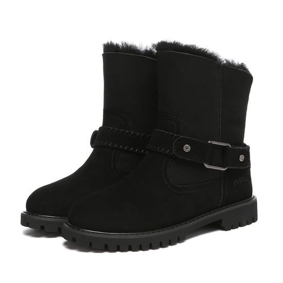 EVER AU Women Pheasant Mid Calf Fashion Boots - Black