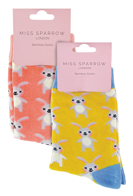 Miss Sparrow - Pack de 2 Calcetines de Bambú con Dibujos de Animales para Niñas - Conejos - Image 2