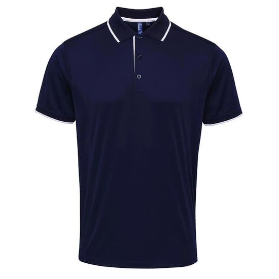 Premier Mens Coolchecker Contrast Pique Polo Shirt (Navy/White) - Image 1