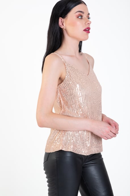 Sequin V Neck Cami Top