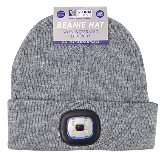 Womens Led Beanie Hat | Ladies Knitted Rechargeable Beanie | Winter Beanie with Headlamp - Grey - Image 2