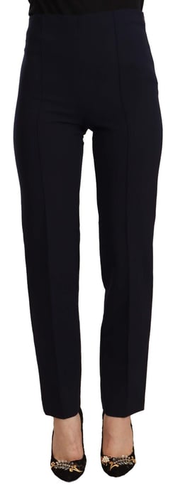 Pantalones Rectos de Mujer de Poliéster de Cintura Alta Negros AGLINI - Image 1
