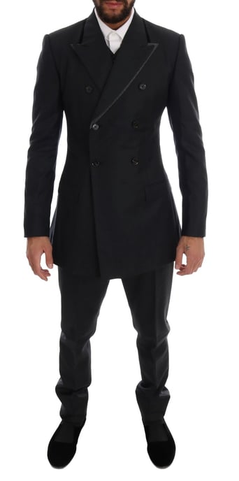 Traje de tres piezas gris de lana con doble botonadura de Dolce & Gabbana - Image 1