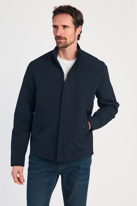 Navy Harrington Style Funnel Neck Jacket