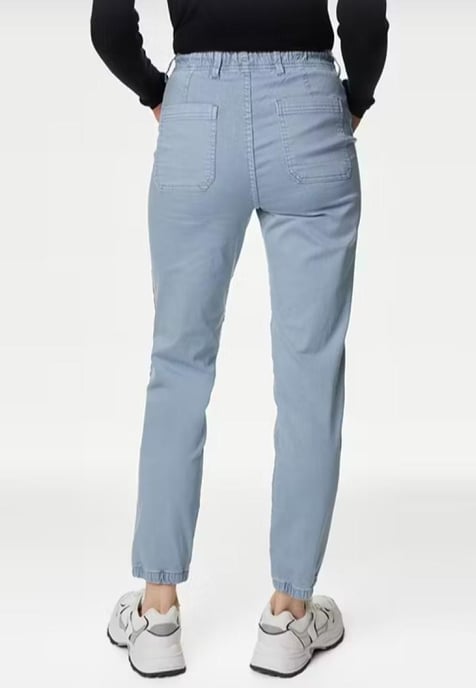 M&S Collection Ladies Cotton Blend Slim Fit Ankle Grazer Joggers Azul cielo - Image 2