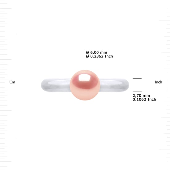 Rush Ring Adjustable Freshwater Pearl Round 6-7 mm Rose 925
