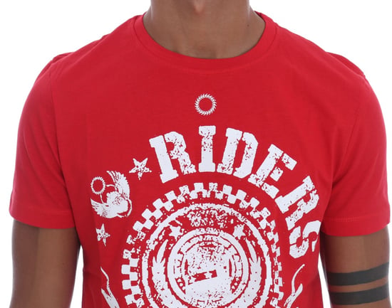 Camiseta de cuello redondo RIDERS de algodón rojo Frankie Morello - Image 4