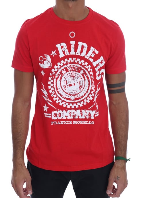 Camiseta de cuello redondo RIDERS de algodón rojo Frankie Morello - Image 1