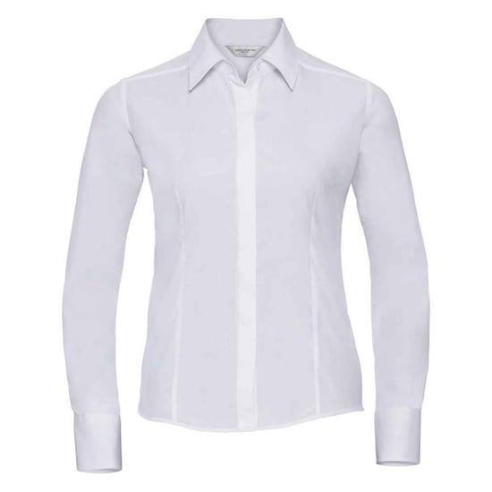 Russell Collection Womens/Ladies Poplin Fitted Long-Sleeved Formal Shirt (White) - Image 1