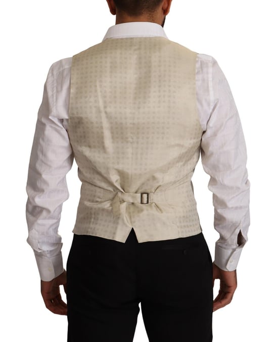 Chaleco de lana beige de un solo botón para hombre de Dolce & Gabbana - Image 3