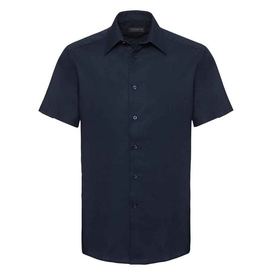 Russell Collection Mens Oxford Tailored Short-Sleeved Shirt (Bright Navy) - Image 1