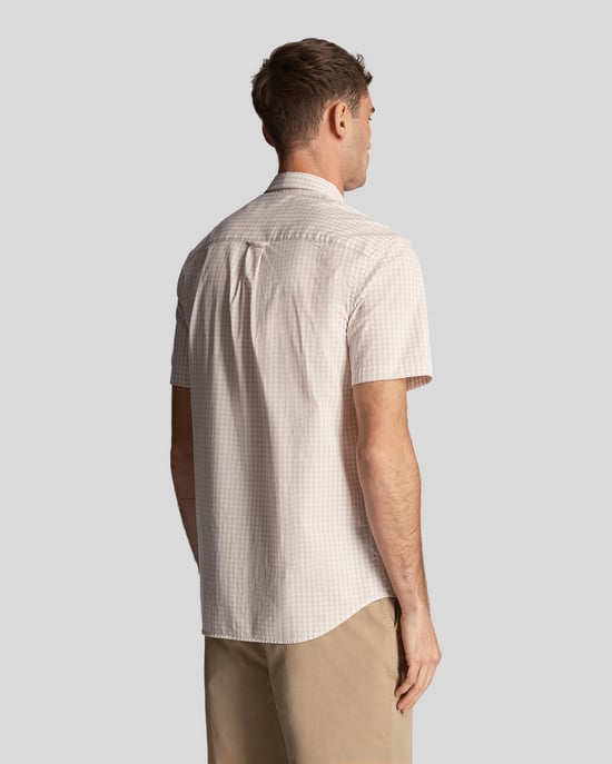 Camisa de manga corta slim fit a cuadros en azul para hombre Lyle & Scott - Image 3
