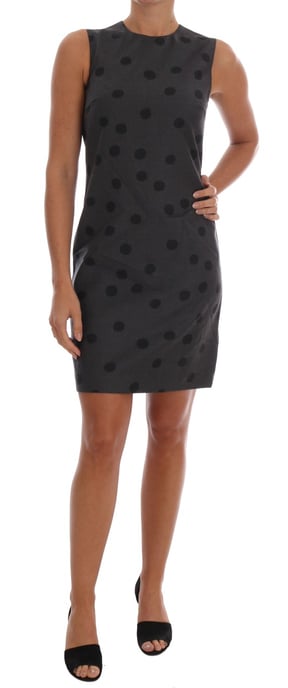 Vestido de lana ajustado gris con lunares de Dolce & Gabbana - Image 1
