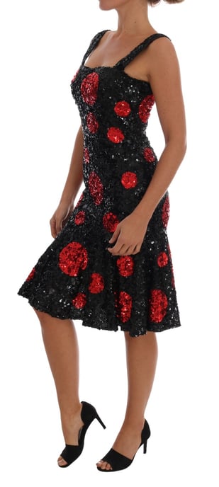 Vestido de shift con lentejuelas en polka rojo y negro de Dolce & Gabbana - Image 2
