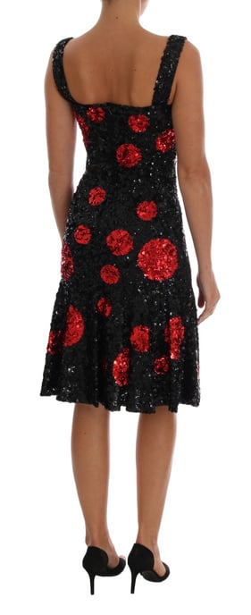 Vestido de shift con lentejuelas en polka rojo y negro de Dolce & Gabbana - Image 3