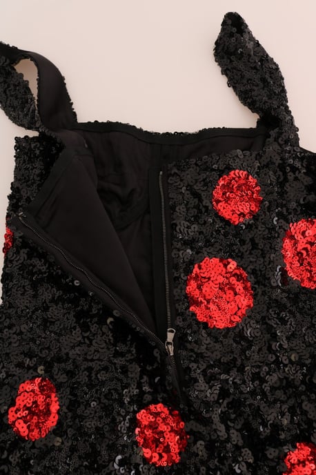Vestido de shift con lentejuelas en polka rojo y negro de Dolce & Gabbana - Image 5