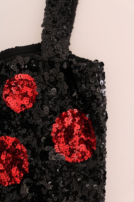 Vestido de shift con lentejuelas en polka rojo y negro de Dolce & Gabbana - Image 6