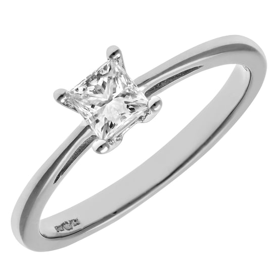 Anillo de compromiso con diamantes de talla princesa J/I con certificación de 1/3 quilate en oro blanco de 18 quilates - Image 2