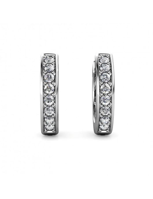 Pendientes de aro circulares - Plata y cristal - Image 3