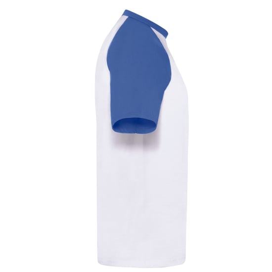 Fruit of the Loom Unisex Adult Contrast Panel Baseball T-Shirt (White/Royal Blue) - Image 3