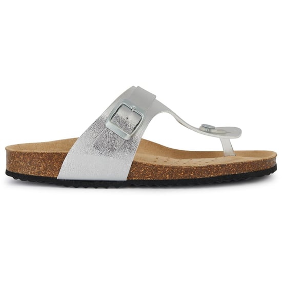 Geox D Brionia Metal Synthetic Polyurethane Women's Silver Sandals - Image 5