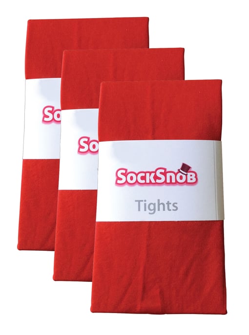 3 Pares de Mallas Opacas de 80 Denier para Mujer | Sock Snob | Plain Block Colour Tights - Rojo Fuego - Image 2