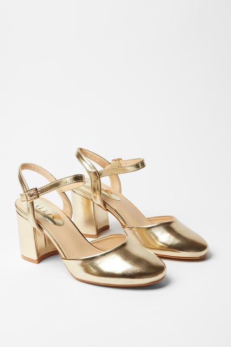Emeldas Round Toe Block Heel Open Back Court Shoes