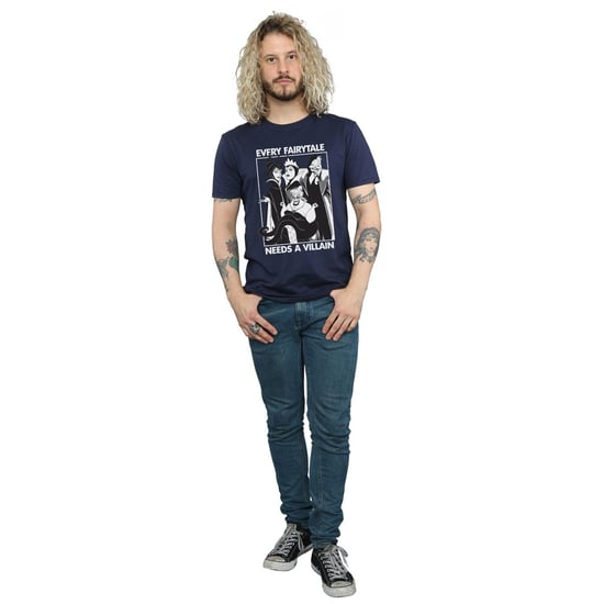 Disney Mens Every Fairy Tale Needs A Villain Cotton T-Shirt (Navy Blue)