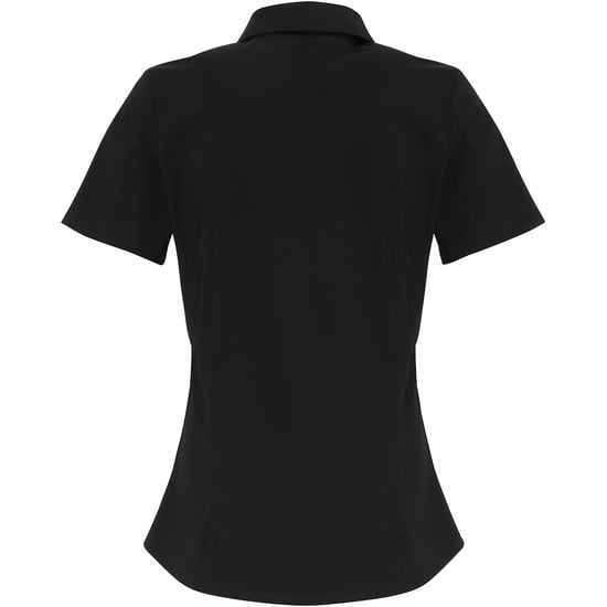 Premier Womens/Ladies Stretch Fit Poplin Short Sleeve Blouse (Black) - Image 2