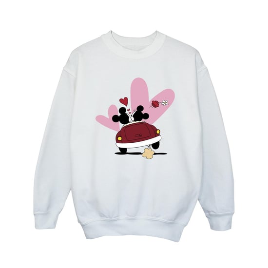 Disney Girls Mickey Mouse Car Print Sweatshirt (White)